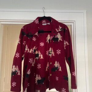 Vintage Cabin Creek Fleece Button Up Moose Sweater
